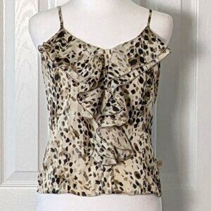 KOSIUKO Women's Adjustable Spaghetti Straps Top  Size M  Cream Print